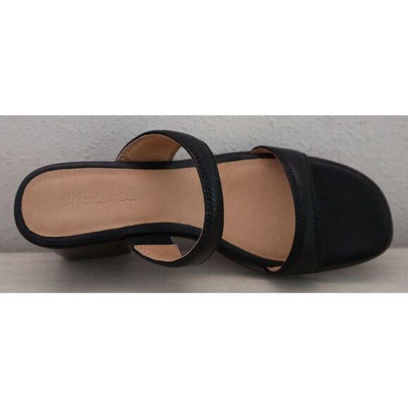 Madewell Women's Sz 8M Black Leather The Saige Double Strap Heeled Sandals - Picture 9 of 11
